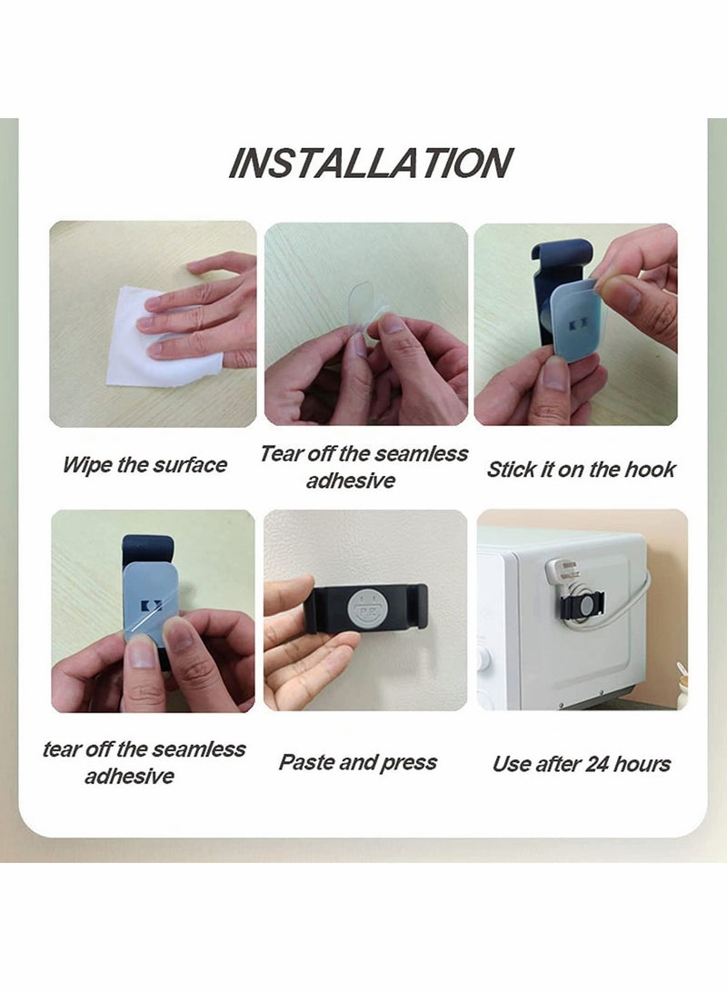 SYOSI Cord Holder Cable Clips, Cord Organizer for Kitchen Appliances, 4PCS Self-Adhesive Rotatable Cord Wrap Organizers, for USB, Computer Cables Power Cords Management Clips, Home, Office Tidy(Gray） - Image 5