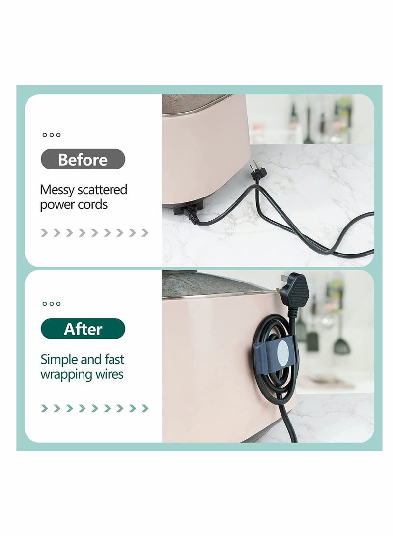 SYOSI Cord Holder Cable Clips, Cord Organizer for Kitchen Appliances, 4PCS Self-Adhesive Rotatable Cord Wrap Organizers, for USB, Computer Cables Power Cords Management Clips, Home, Office Tidy(Gray） - Image 4
