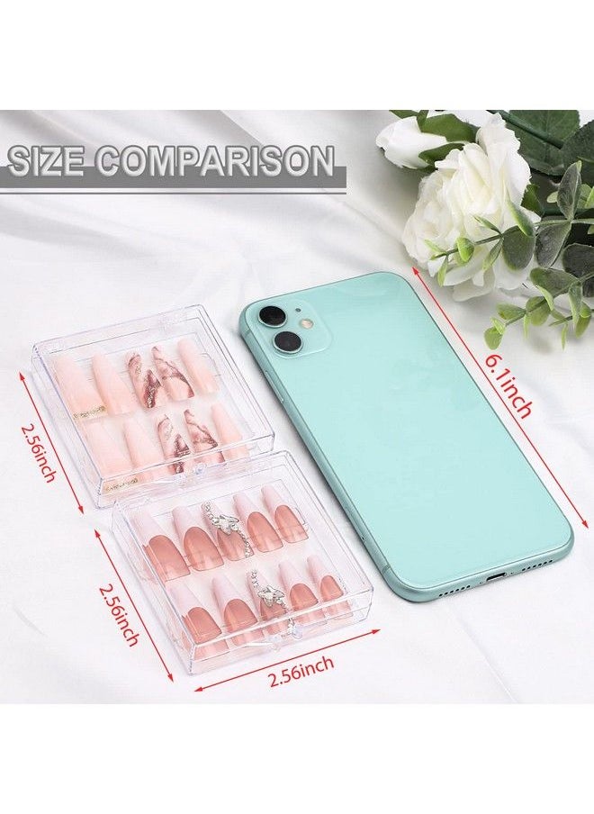 Noverlife - 10Pcs Press On Nail Storage Box 2.6X2.6 Inch / 6.5X6.5Cm Clear Empty Plastic Nail Tips Storage Box With Arcylic Nail Display Sticks Nail Glue Double Sided Tape For Press On False Nail - Image 1