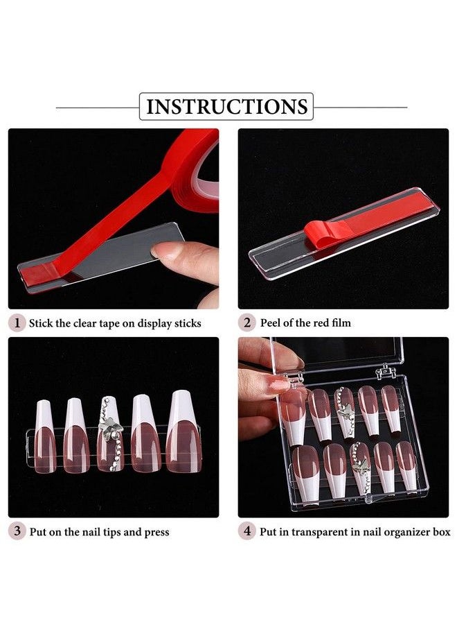 Noverlife - 10Pcs Press On Nail Storage Box 2.6X2.6 Inch / 6.5X6.5Cm Clear Empty Plastic Nail Tips Storage Box With Arcylic Nail Display Sticks Nail Glue Double Sided Tape For Press On False Nail - Image 1