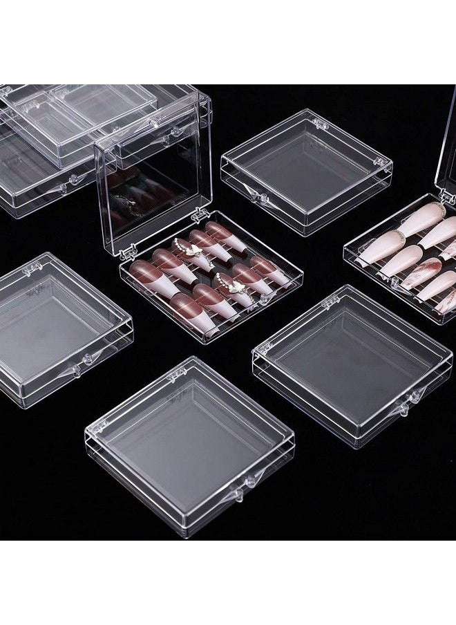Noverlife - 10Pcs Press On Nail Storage Box 2.6X2.6 Inch / 6.5X6.5Cm Clear Empty Plastic Nail Tips Storage Box With Arcylic Nail Display Sticks Nail Glue Double Sided Tape For Press On False Nail - Image 1