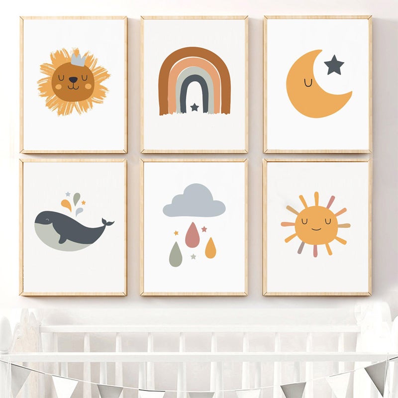 E-Commerce Selling Living Room Decorative Painting Frameless Painting Sun Moon Pattern Painting Entrance Corridor Mural - Image 2