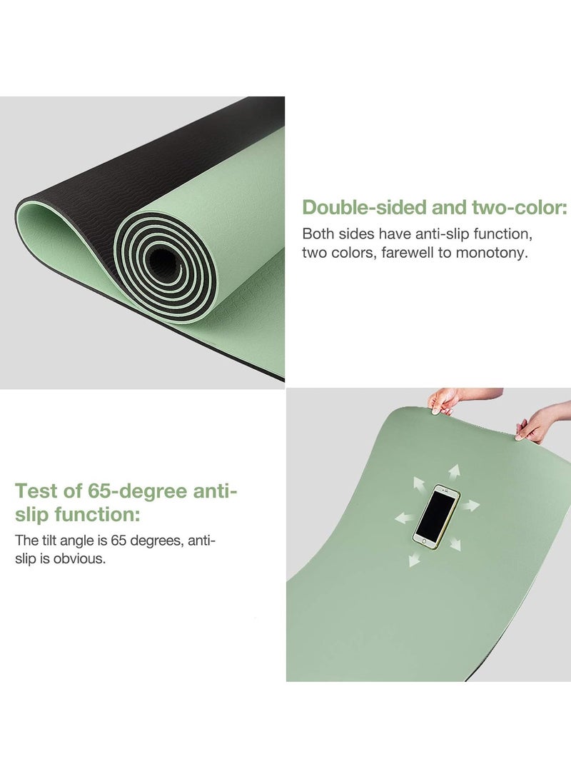 Nariele Yoga Mat, Extra Thick 6MM TPE Fitness Exercise Mat with Carrying Sling  Storage Bag, Workout Mats for Women Men, for Home, Pilates and Floor Exercises - Image 3