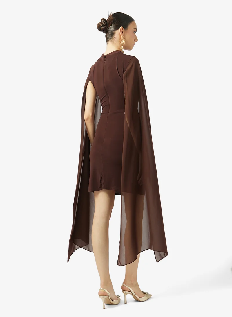 رينيه draped sleeve mini bodycon dress