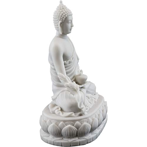 Top Collection Medicine Buddha Statue Buddha of Healing Sculpture in White Marble Finish - 5.5-Inch Collectible Figurine - Image 3