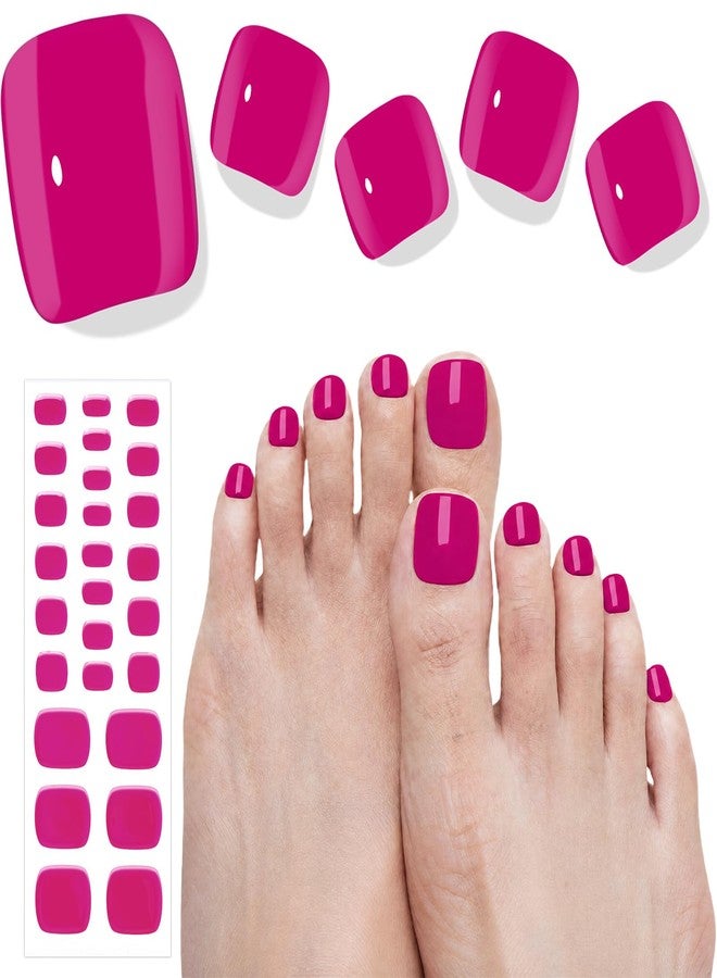Beaolata Semi Cured Gel Nail Strips - 26 PCS Salon Quality Toe Gel Nail Stickers for All UV Light - Longlasting & Easy Remove Toe Wraps Art Kit for Women (Dragon Fruit Pink) - Image 1