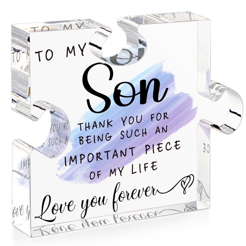 Cituarko Acrylic Puzzle Plaque - Warm Words for My Son - Mom & Dad's Gift for Christmas, Fathers Day, Graduation, Wedding, Birthday - Image 1
