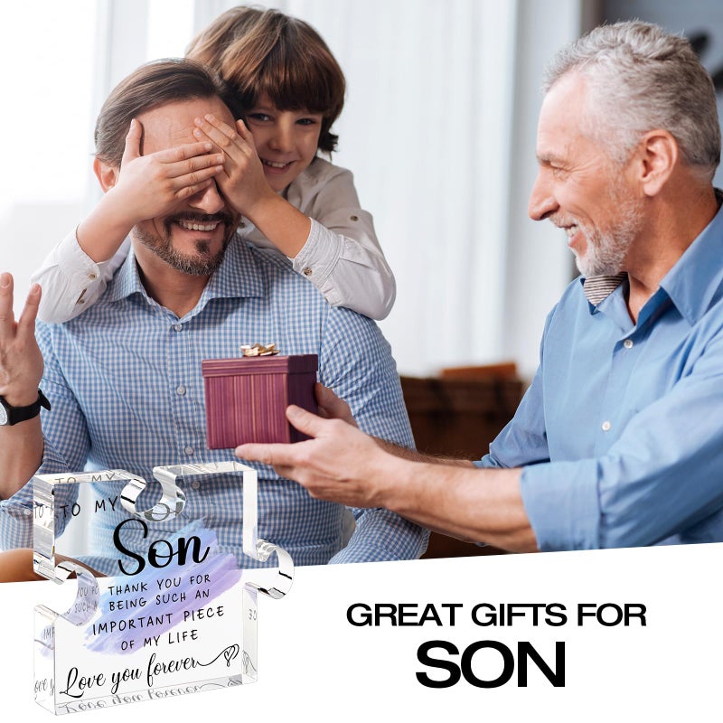 Cituarko Acrylic Puzzle Plaque - Warm Words for My Son - Mom & Dad's Gift for Christmas, Fathers Day, Graduation, Wedding, Birthday - Image 4