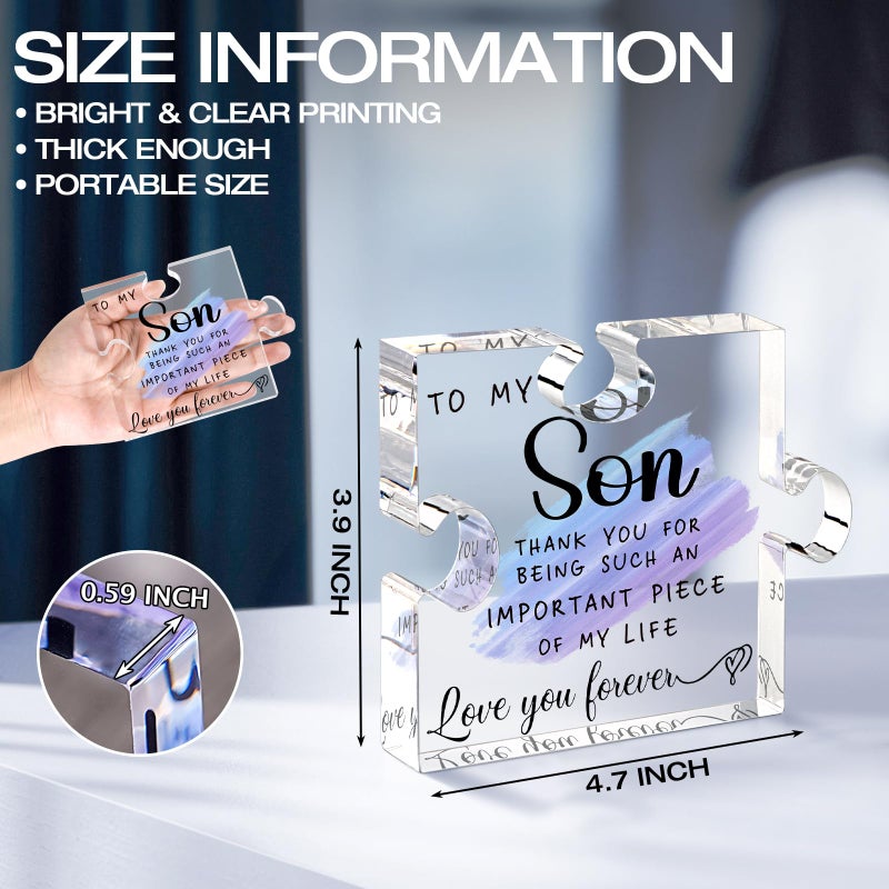 Cituarko Acrylic Puzzle Plaque - Warm Words for My Son - Mom & Dad's Gift for Christmas, Fathers Day, Graduation, Wedding, Birthday - Image 2