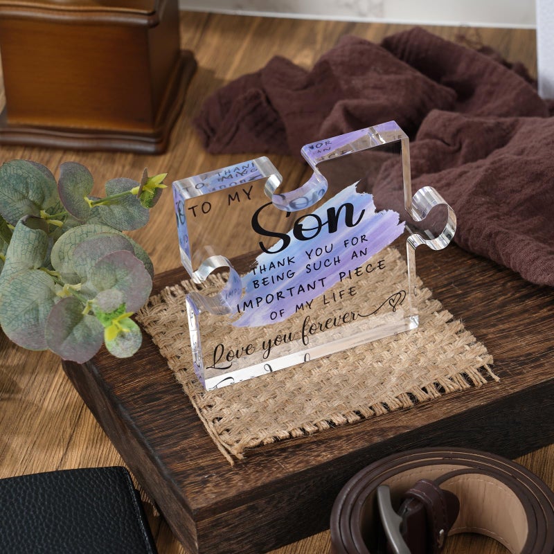 Cituarko Acrylic Puzzle Plaque - Warm Words for My Son - Mom & Dad's Gift for Christmas, Fathers Day, Graduation, Wedding, Birthday - Image 3
