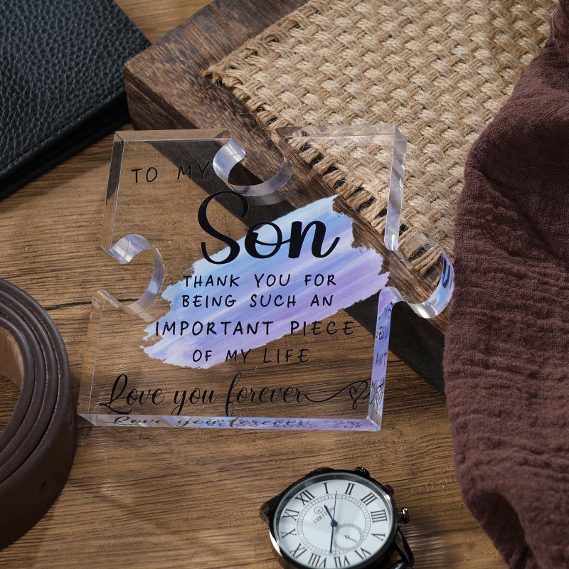 Cituarko Acrylic Puzzle Plaque - Warm Words for My Son - Mom & Dad's Gift for Christmas, Fathers Day, Graduation, Wedding, Birthday - Image 5