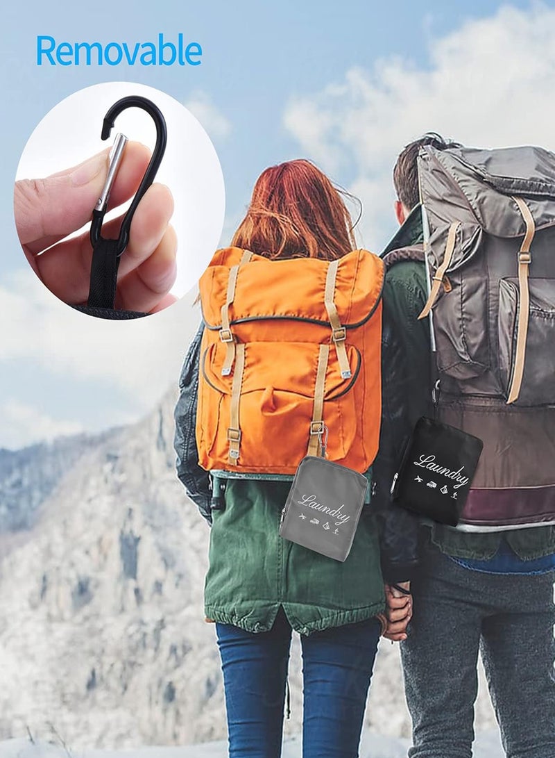 لينند 2 السفر حقيبة الغسيل ، الملابس القذرة التشطيب [ ترقية ] ، مع مقبض الألومنيوم تسلق مشبك , مناسبة لأنّ السفر ، والتخييم ، واللياقة البدنية ، والطلاب ( أسود و رمادي ) 61cm x 53cm - Image 3