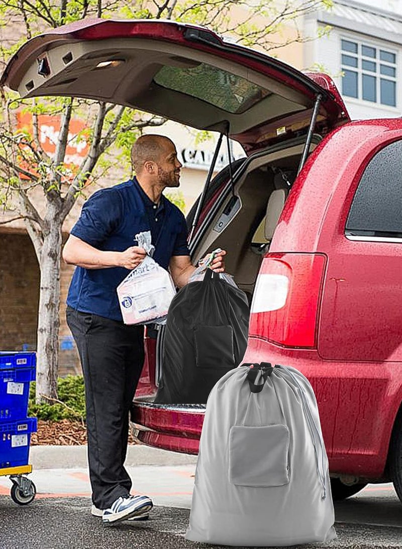 لينند 2 السفر حقيبة الغسيل ، الملابس القذرة التشطيب [ ترقية ] ، مع مقبض الألومنيوم تسلق مشبك , مناسبة لأنّ السفر ، والتخييم ، واللياقة البدنية ، والطلاب ( أسود و رمادي ) 61cm x 53cm - Image 5