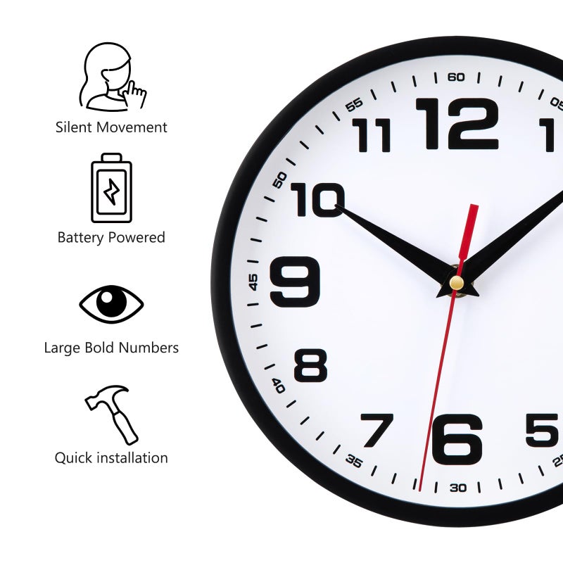 Warminn Wall Clock Silent Non-Ticking Modern Clocks Battery Operated 8 Inch Small Analog Clock Decorative for Living Room Bedroom Kitchen Office Decor (Black) - Image 2