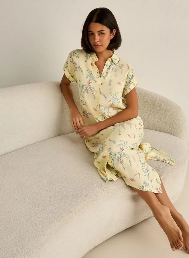 سبلاش فيڤ Night Dress Short Sleeves Assorted Print Viscose - Set of 2