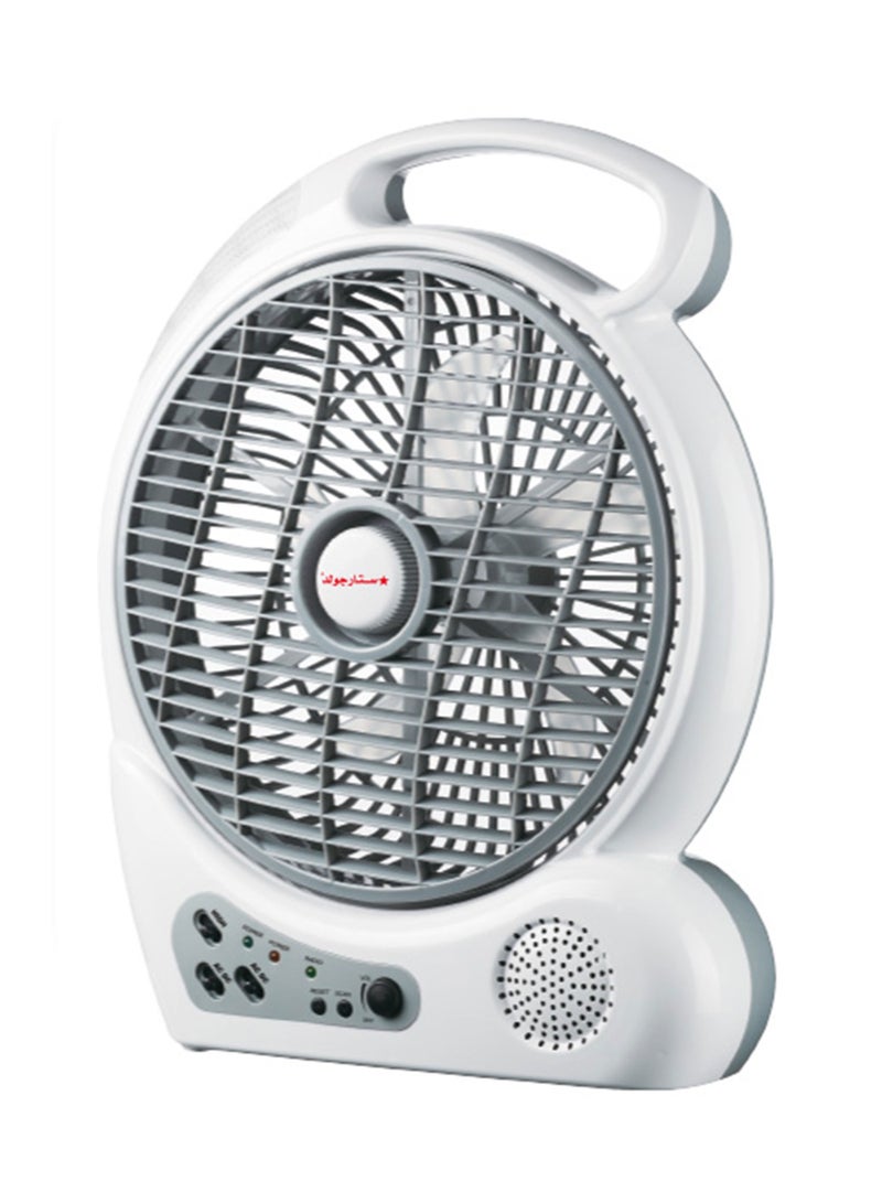 Stargold 10 Inch Rechargeable Oscillating Fan 4Pcs LED Light With Radio 20W - Image 1