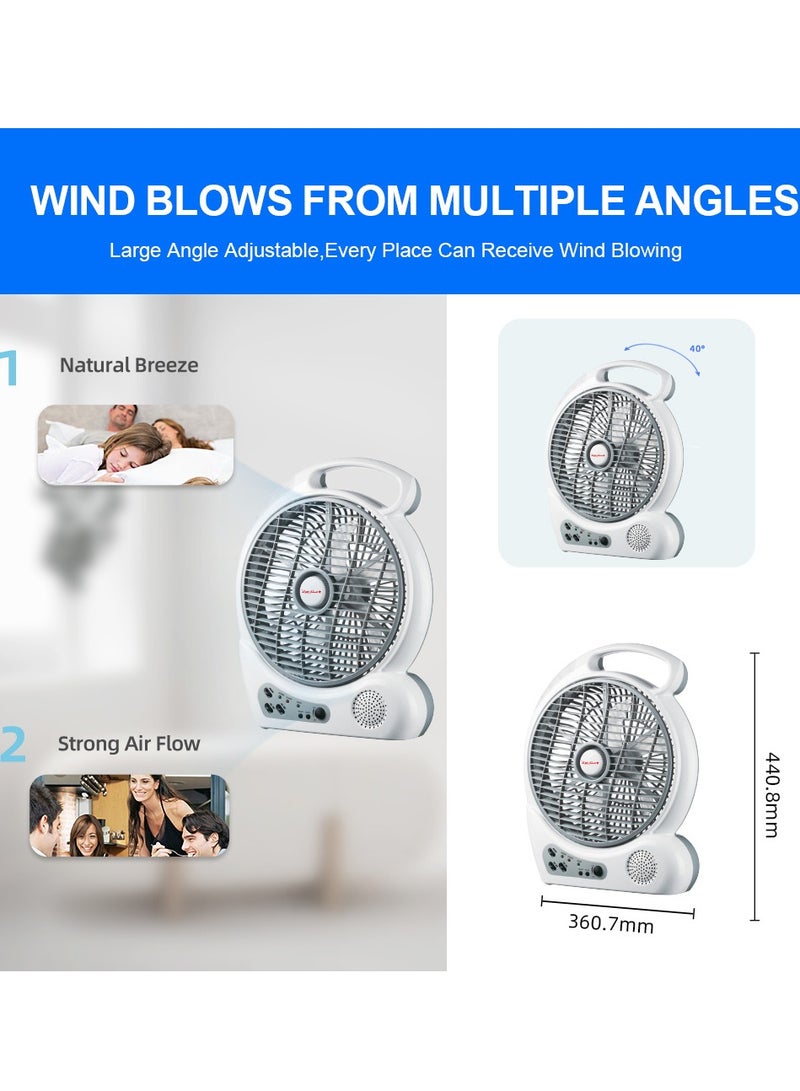 Stargold 10 Inch Rechargeable Oscillating Fan 4Pcs LED Light With Radio 20W - Image 3