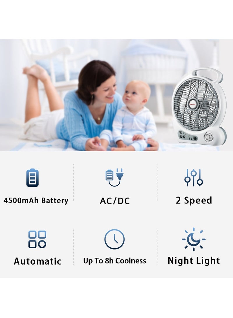 Stargold 10 Inch Rechargeable Oscillating Fan 4Pcs LED Light With Radio 20W - Image 4