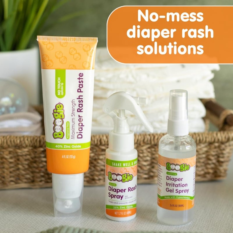 Boogie Diaper Rash Baby Bundle – Rash Spray, Extra Strength Paste, and Irritation Gel Spray – Diaper Bag Essentials for Newborns, Infants, & Toddlers, Set of 3 Baby Must Haves - Image 2