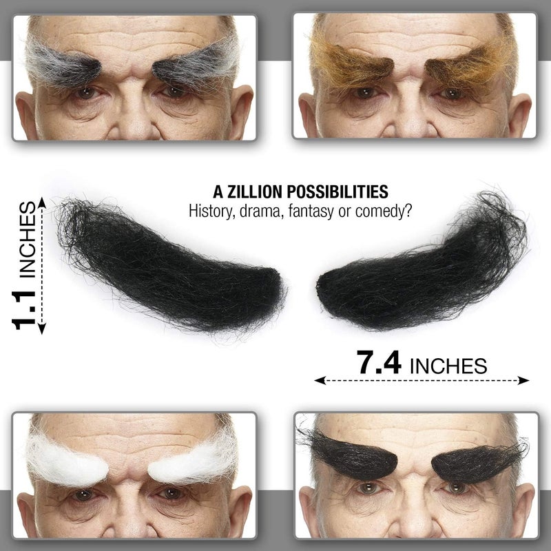 Mustaches Self Adhesive Novelty Realistic Fake Eyebrows Black Color - Image 3