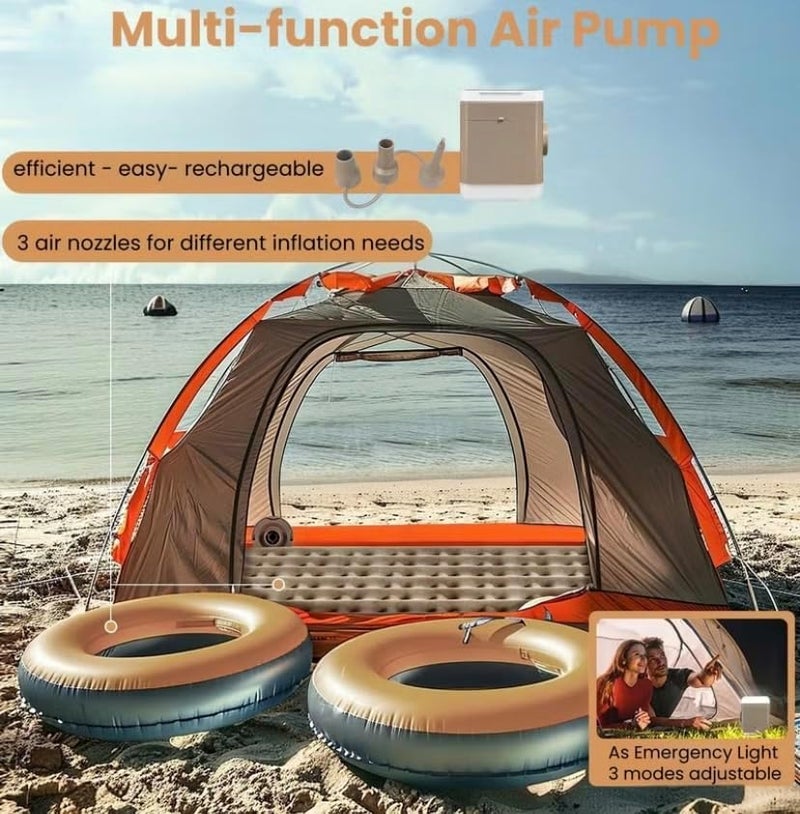 Comfortable Airbed, 150 x 200 x 25 cm, with Built-in Air Pump, Velvet Surface, 2 Person Capacity, for Home and Camping, Light Grey - Image 3