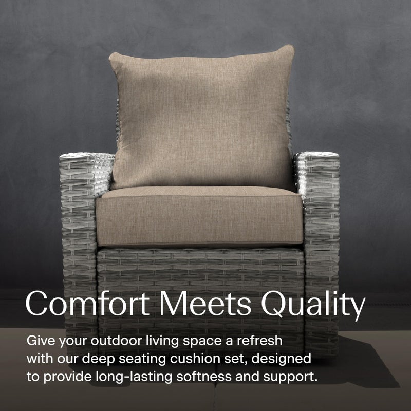 Honeycomb Outdoor Heritage Deep Seat, 24 x 23, Textured Solid Birch Tan Chair Cushion with Removable Cover, for Patio Furniture - Image 2