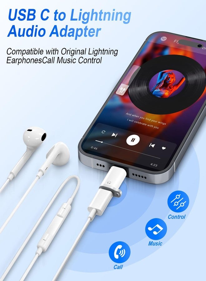 محول Denlane من Lightning إلى USB-C لسماعات الرأس، يدعم التحكم في الخط، عبوتان. محول USB-C ذكر إلى Lightning أنثى للصوت فقط، غير مخصص للشحن أو نقل البيانات، USB-C لأجهزة Apple iPhone 16-15/iPad - Image 2