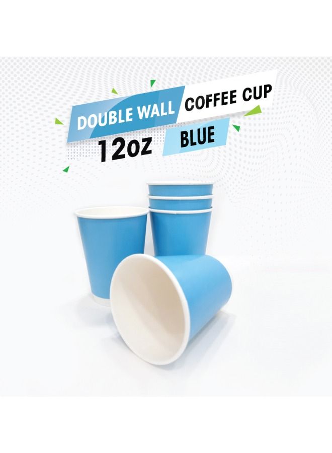 SNH Packing Disposable Double Wall Blue Coffee Cups 12 Ounce Coffee Cups To Go 50 pack Paper Coffee Cups and Designs, Recyclable, Hot Coffee Cups.  - Image 1