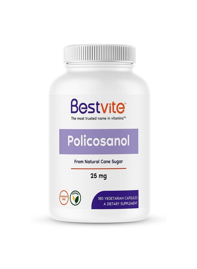 BESTVITE Policosanol 25Mg (180 Vegetarian Capsules) No Stearates No Flow Agents Vegan Non Gmo Gluten Free - Image 1