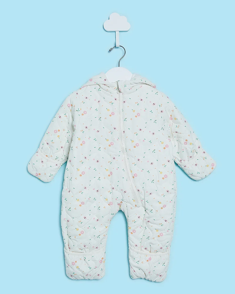 REDTAG Baby Ecru Paded Hooded Coat