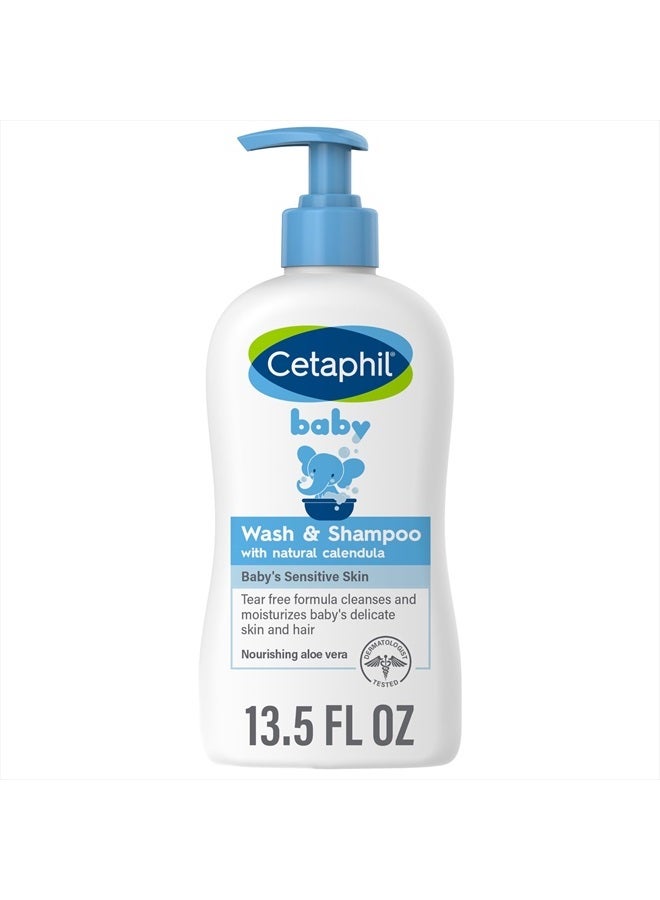Cetaphil Baby Wash & Shampoo with Organic Calendula, Mother's Day Gifts, Tear Free, Paraben, Colorant and Mineral Oil Free, 13.5 Fl. Oz - Image 1