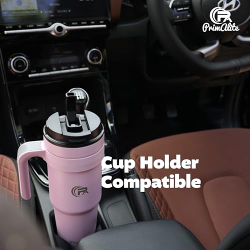 Primalite 1200ML Stainless Steel Insulated Tumbler with Handle | 2-in-1 Straw & Flip Lid | 40oz Travel Mug Bottle- Hot, Cold Drink | Fits in Car CupHolder for Water, Iced Tea, Coffee- Morning Sky Blue - Image 4
