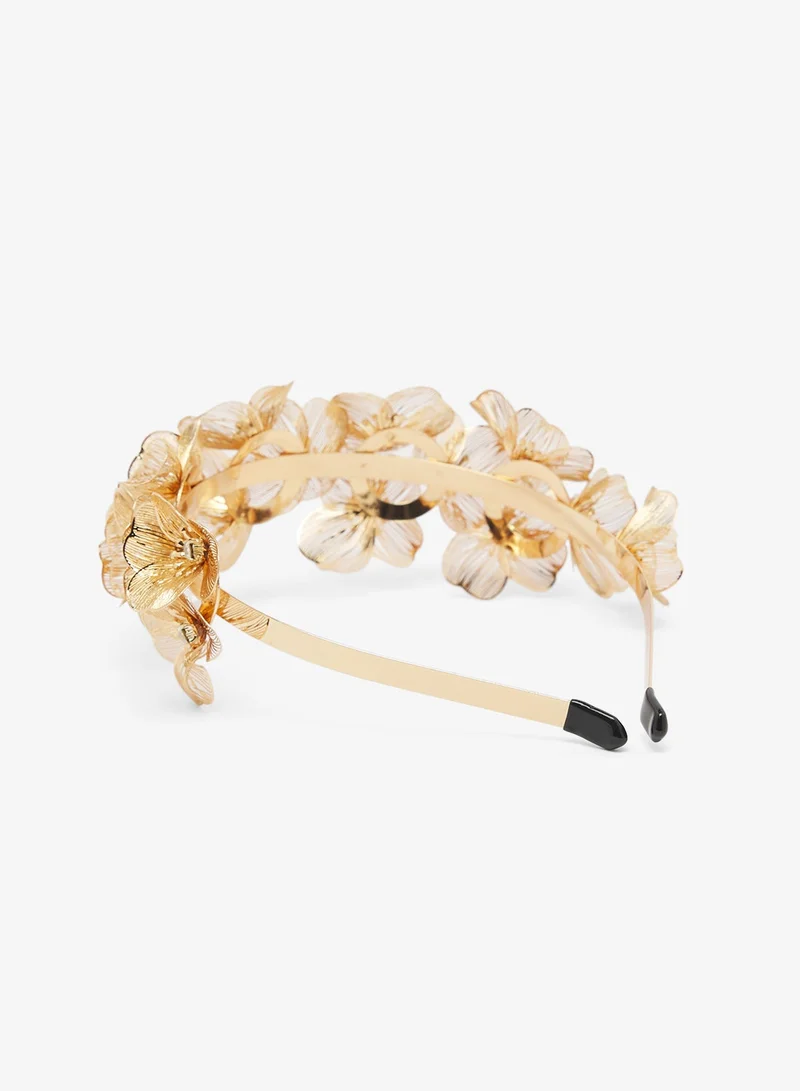 Khizana  Golden Flower Detail Metal Headband for Women | Best Price UAE