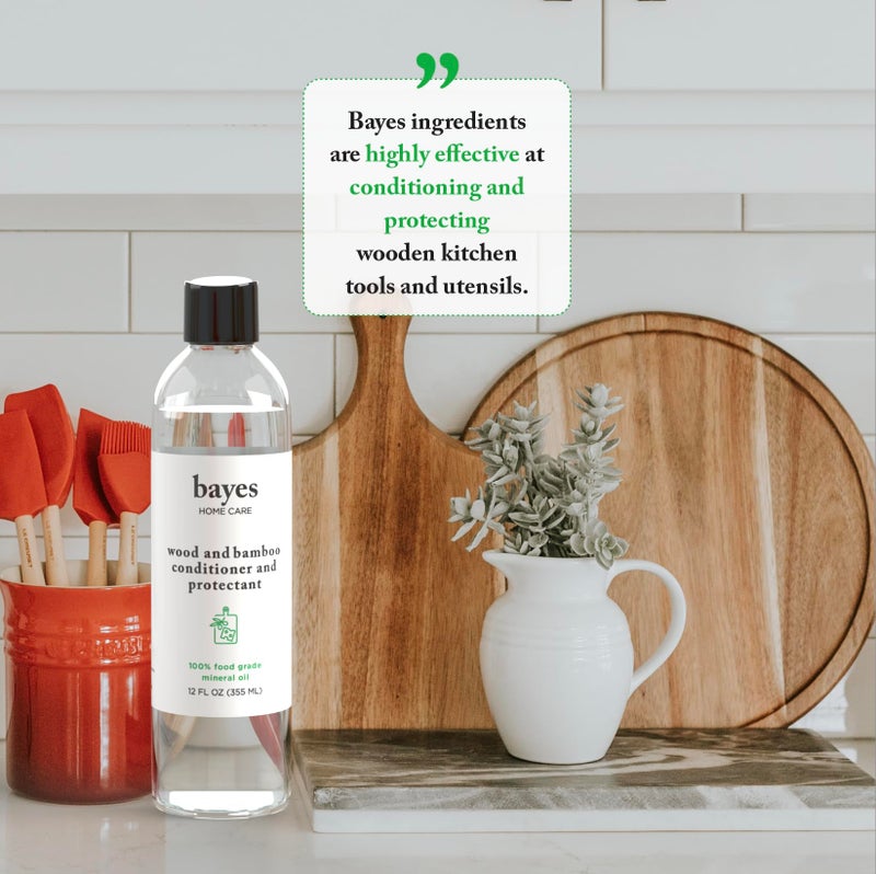 Bayes Food Grade Mineral Oil for Cutting Board - Mineral Oil Food Grade for Bamboo, Teak & Wood Conditioner and Protectant - Cutting Board Oil Food Grade Formula - Wood Oil for Cutting Board - 8 oz - Image 2