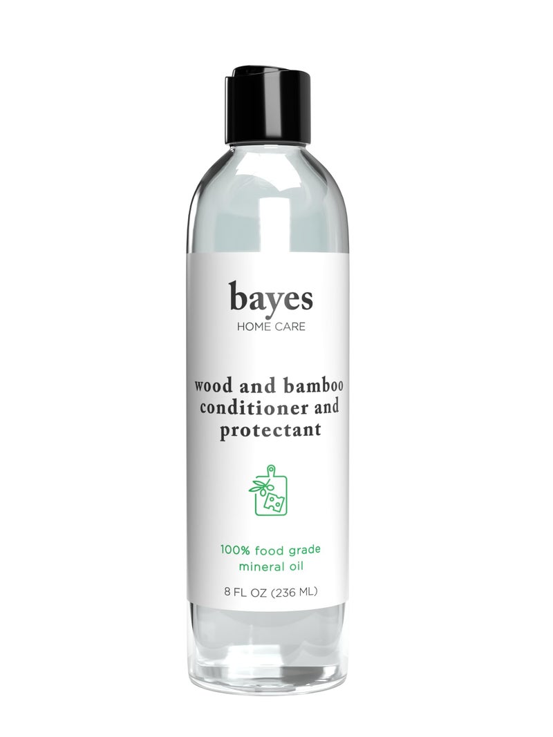 Bayes Food Grade Mineral Oil for Cutting Board - Mineral Oil Food Grade for Bamboo, Teak & Wood Conditioner and Protectant - Cutting Board Oil Food Grade Formula - Wood Oil for Cutting Board - 8 oz - Image 1