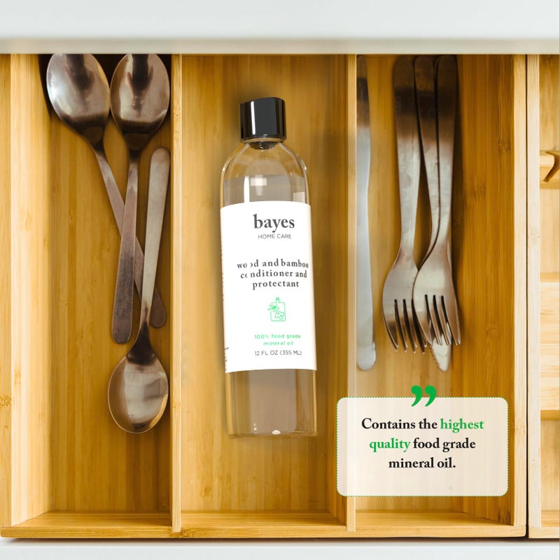 Bayes Food Grade Mineral Oil for Cutting Board - Mineral Oil Food Grade for Bamboo, Teak & Wood Conditioner and Protectant - Cutting Board Oil Food Grade Formula - Wood Oil for Cutting Board - 8 oz - Image 4