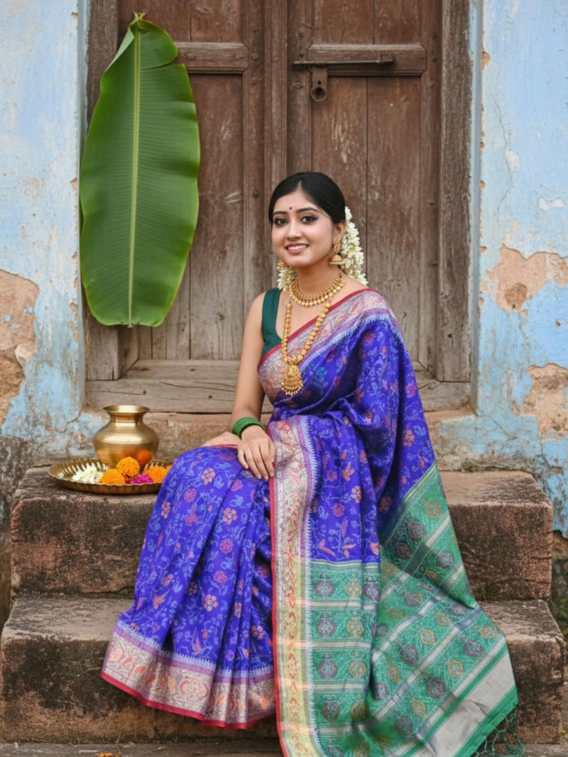 EthnicJunction Women's Purple Silk Woven Saree With Blouse Piece | Wedding saree | Purple Saree - Image 2