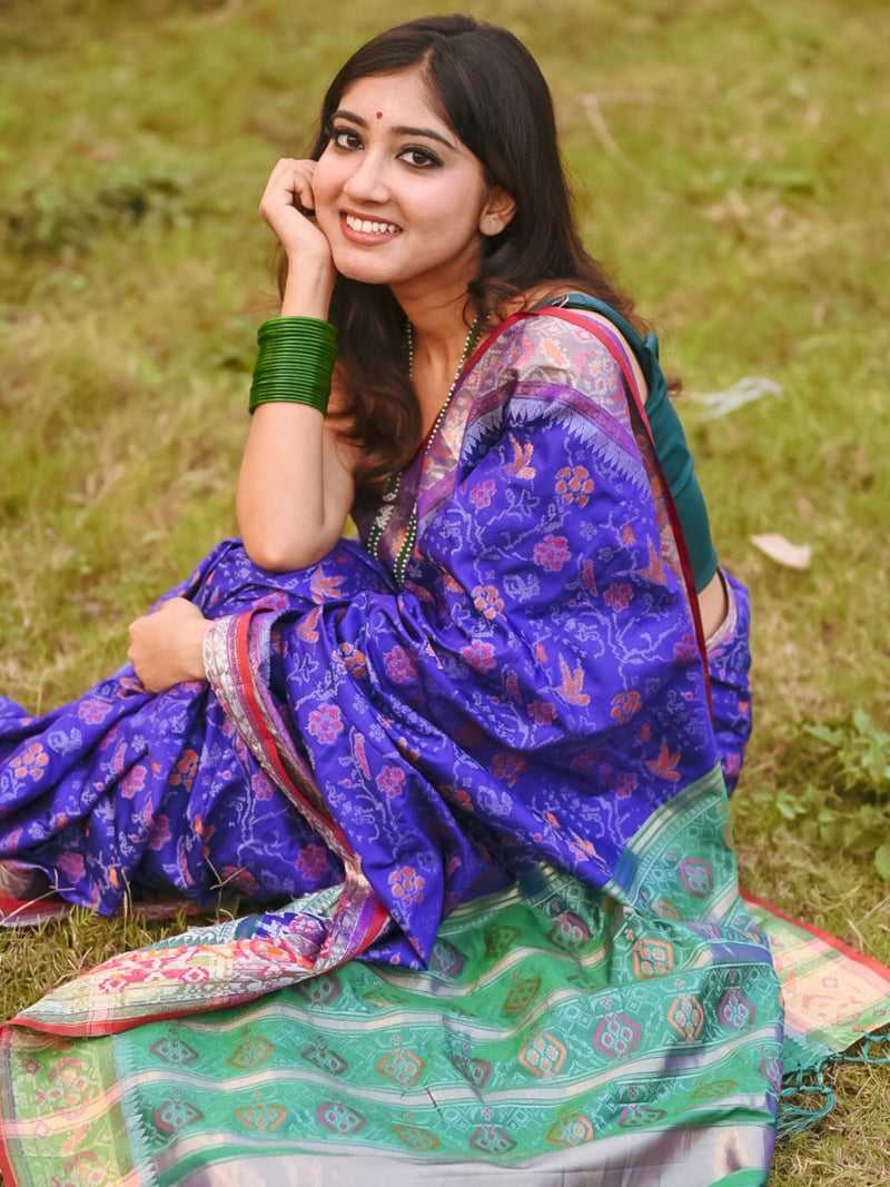 EthnicJunction Women's Purple Silk Woven Saree With Blouse Piece | Wedding saree | Purple Saree - Image 3