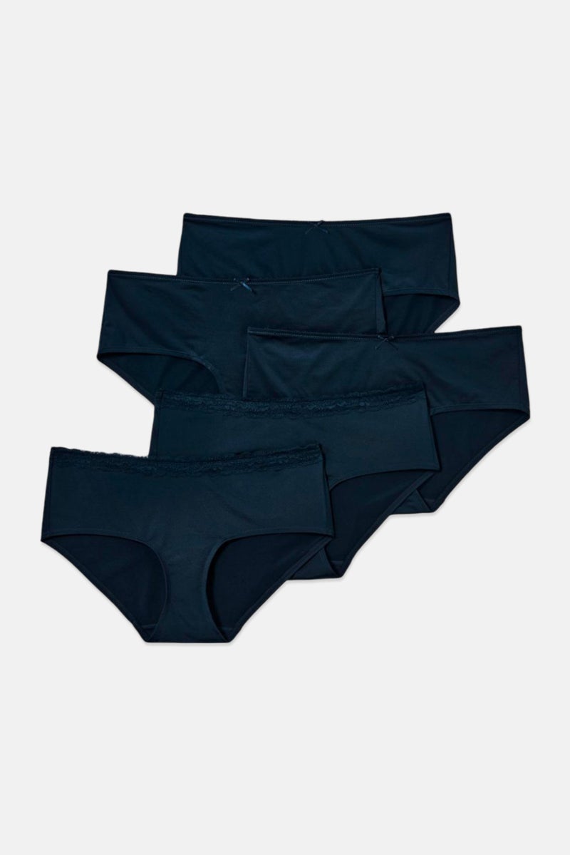 Tchibo Women 5 Pieces Plain Pull On Briefs Navy Blue - Image 2