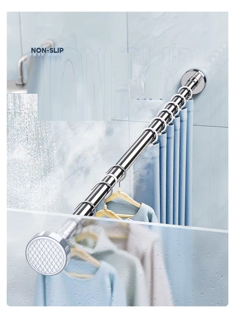 BAIG Durable Stainless Steel Clothes Drying Rack Hollow Adjustable Telescopic Pole Flexible No-Drill Curtain Rod for Balcony Bathroom 145-275cm  - Image 1