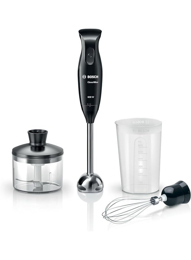 BOSCH Hand Blender CleverMixx – 600 W – QuattroBlade – 4 Stainless Steel Blades – Black/Anthracite – MSM2650B MSM2650B black - Image 1