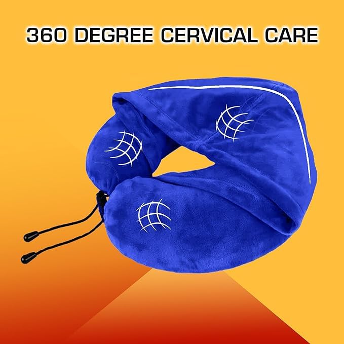 BigPlayer BigPlayer Travel Pillow with Hood Air Cushion Car Pillows for Comfort Sleep and Travel in Plane Flight Train Airplane for Men and Women Travel Accessory Pillow for Neck Support Pain Relief - Image 5