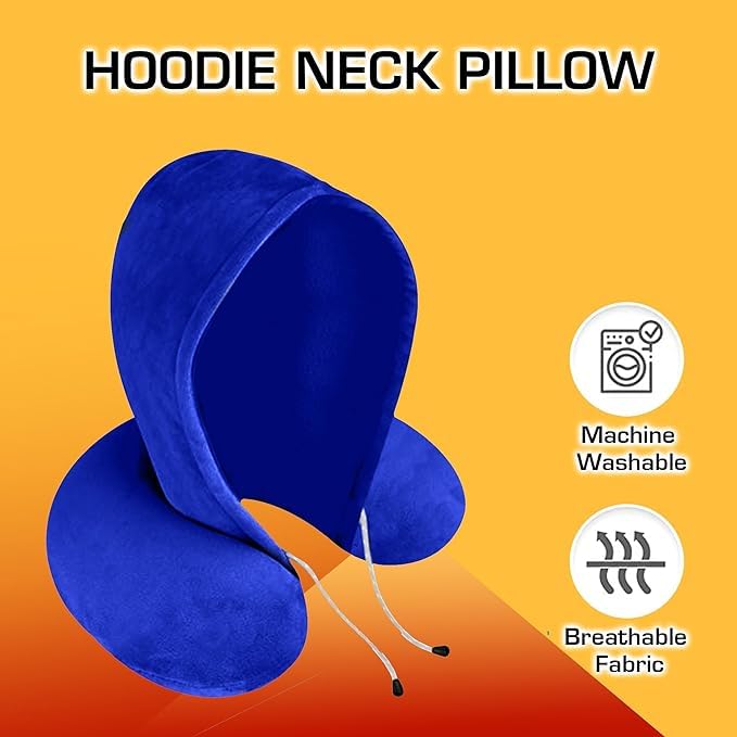 BigPlayer BigPlayer Travel Pillow with Hood Air Cushion Car Pillows for Comfort Sleep and Travel in Plane Flight Train Airplane for Men and Women Travel Accessory Pillow for Neck Support Pain Relief - Image 2