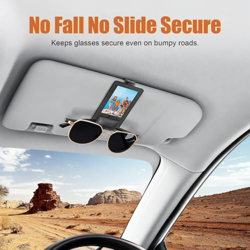Rosaver New 2 in 1 Sunglass & Photo Holder for Car, Strong Magnetic Leather Sunglasses Holder, Car Visor Picture Holder Clip, 2026 Upgraded No Fall No Slide Car Visor Accessories - Image 4