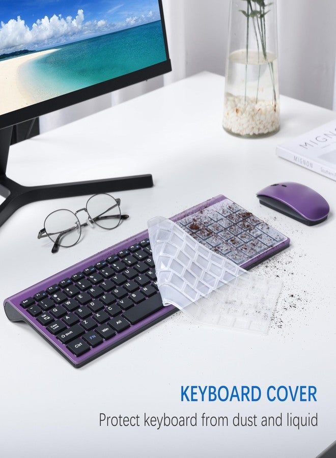 TopMate Wireless Keyboard and Mouse Ultra Slim Combo, TopMate 2.4G Silent Compact USB 2400DPI Mouse and Scissor Switch Keyboard Set with Cover, Batteries Included, for PC/Laptop/Windows/Mac - Purple Black - Image 5