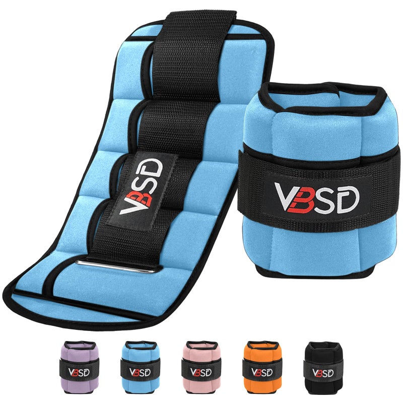 VBSD Adjustable Ankle Weights for Men Women, 10lb 1 Pair Leg Weight Straps, Weighted Ankle Weights Set for Gym, Yoga, Jogging, Walking, Aerobics, 1-5 lbs Each Ankle, 1 Pair 2-10 lbs, Blue - Image 1
