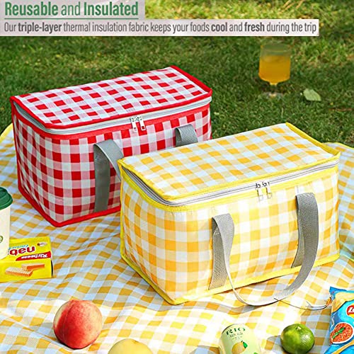 PUPOPIK Insulated Reusable Food Picnic Bag Beach Bags Cooler Bags with Zippered Top for Hot or ColdPicnic Basket CollapsibleBeach Outdoor Party CampingFestivals Red - Image 3