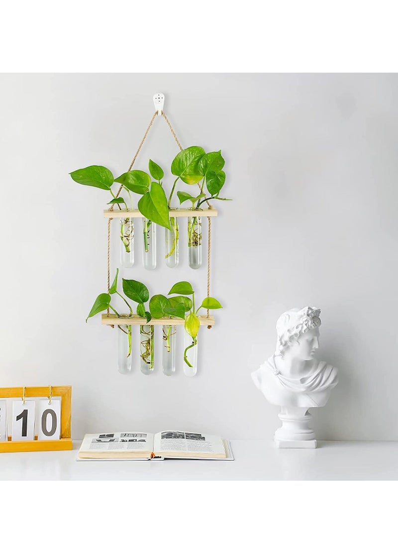 Y&D Hanging Propagation Station for Plants, 2 Layer Wall Wooden Nordic Creative Hydroponic Test Tube, Home Office Decoration, 8 Tubes - Image 5
