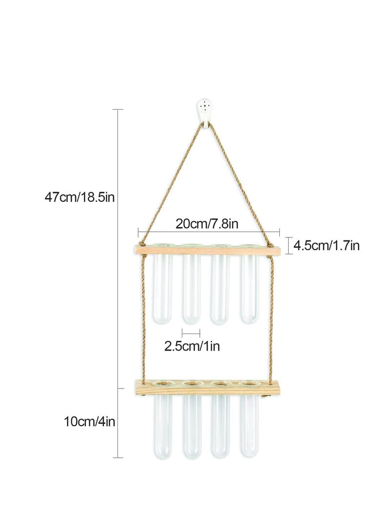 Y&D Hanging Propagation Station for Plants, 2 Layer Wall Wooden Nordic Creative Hydroponic Test Tube, Home Office Decoration, 8 Tubes - Image 2