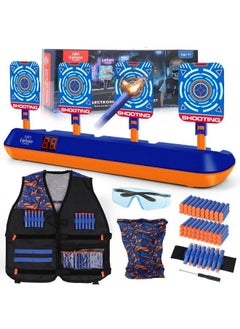 Electronic Shooting Targets Digital Target For Nerf Guns With Autoreset Scoring Shooting Games Includes Kids Tactical Vest 60 Bullets Glasses Gift Toy For Kids Boys Girls